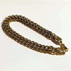 GOLDETTE Vintage Chainmaille Bracelet Gold tone Signed      1008